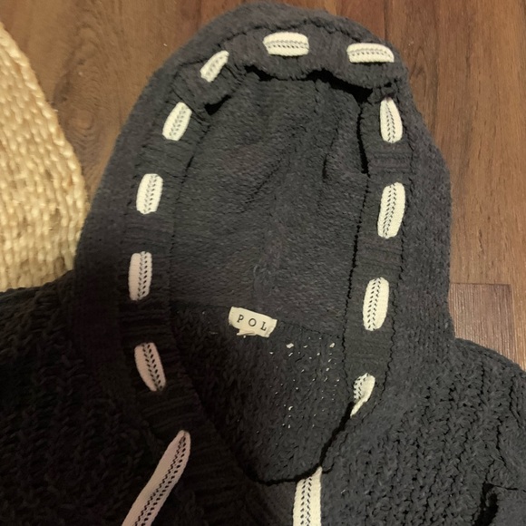 POL Cable Knit Hooded Chenille Sweater L winter boho casual $88 Fp classic fall - Picture 8 of 9